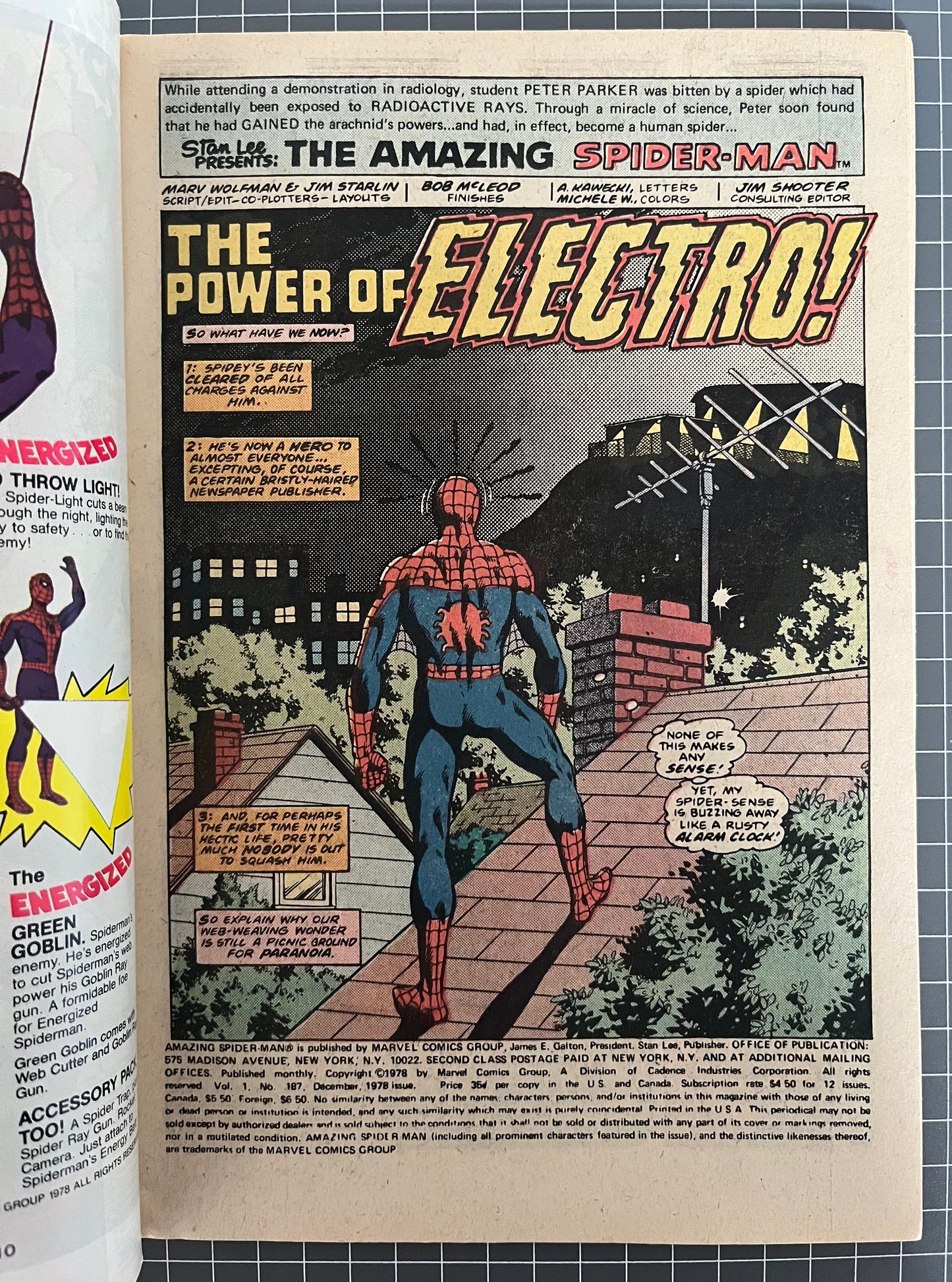 THE AMAZING SPIDER-MAN #187 [MARVEL COMICS] NEWSSTAND 1978 FN/VF