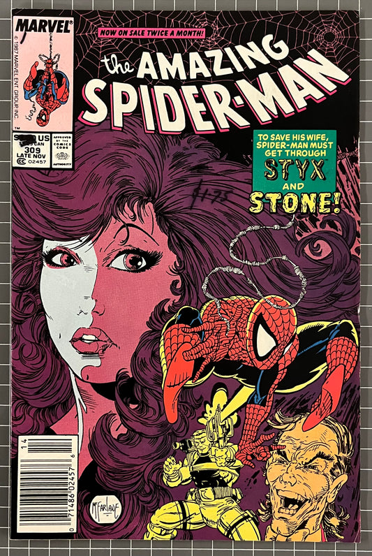 🔑 THE AMAZING SPIDER-MAN #309 [MARVEL COMICS] *1ST APP. STYX & STONE* 1988 FN/VF
