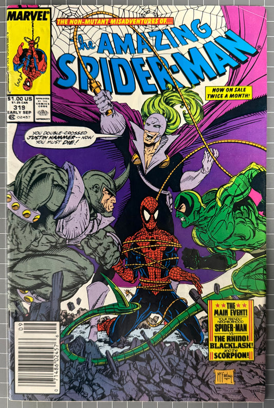 🔑 THE AMAZING SPIDER-MAN #319 [MARVEL COMICS] NEWSSTAND *TODD MCFARLANE* 1989 VG/FN