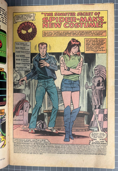 🔑 AMAZING SPIDER-MAN #258 [MARVEL COMICS] NEWSSTAND *NEW COSTUME* 1984 VG+