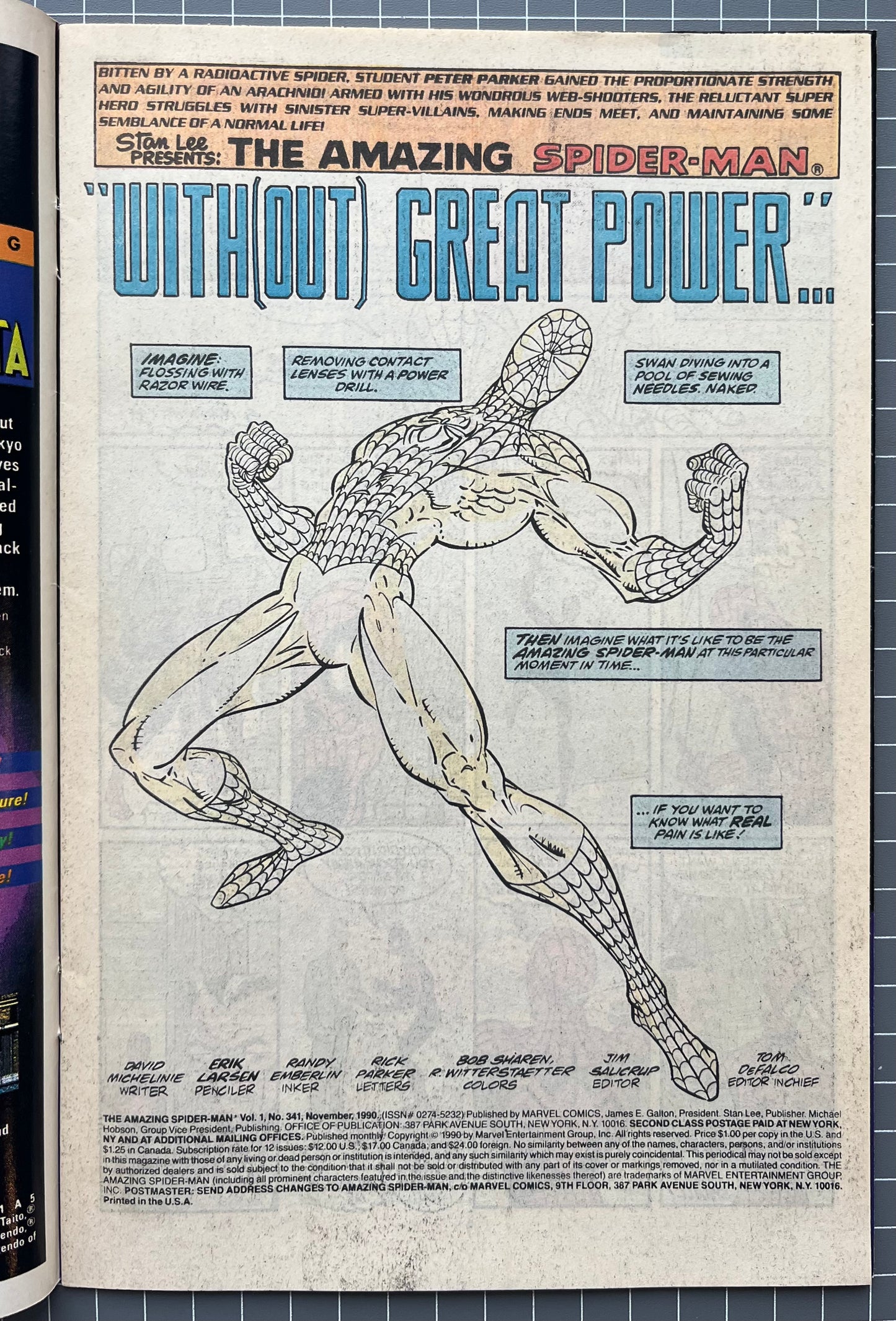 THE AMAZING SPIDER-MAN #341 [MARVEL COMICS] DIRECT 1990 VF