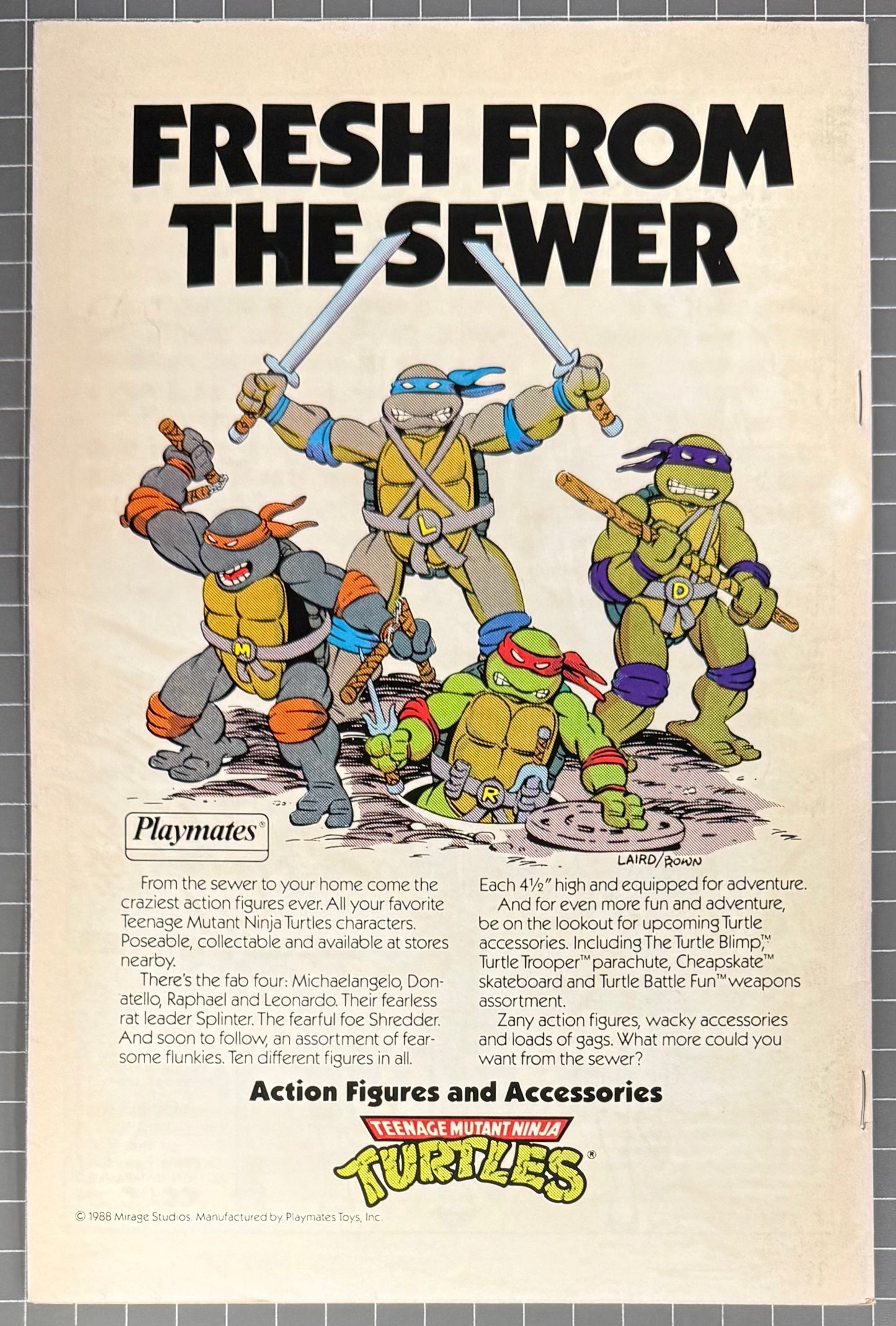 🔑 TEENAGE MUTANT NINJA TURTLES ADVENTURES #1 [ARCHIE] DIRECT COMIC 1989 FN/VF