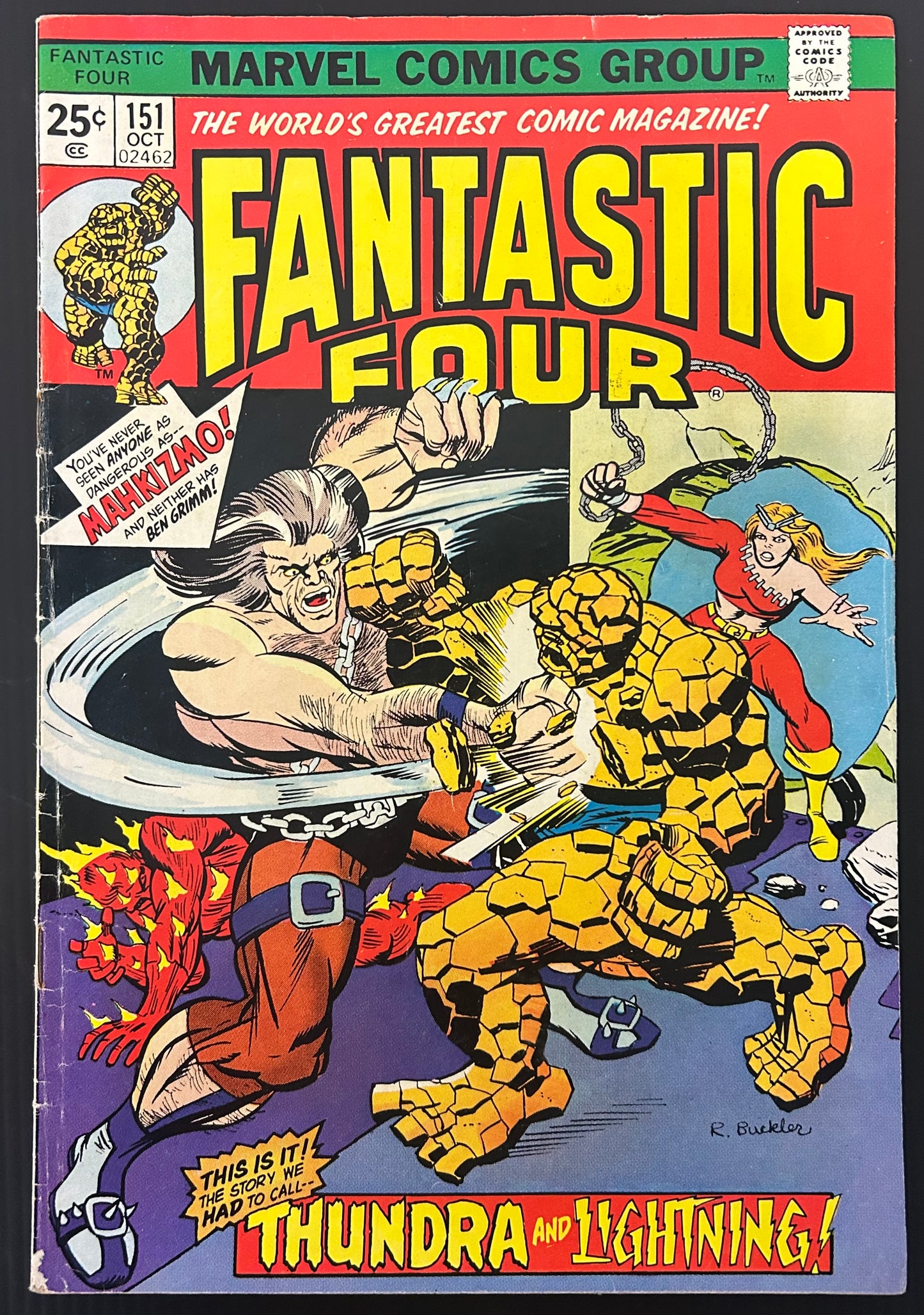 🔑 FANTASTIC FOUR #151 [MARVEL COMICS] DIRECT *ORIGIN OF THUNDRA* 1974 VG/FN