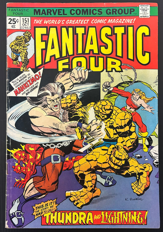 🔑 FANTASTIC FOUR #151 [MARVEL COMICS] DIRECT *ORIGIN OF THUNDRA* 1974 VG/FN