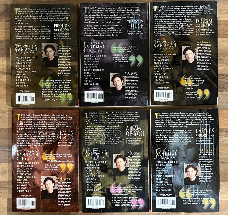 The Sandman Vol 1-6 TPBs Gaiman Vertigo Preludes Dolls House Season of Mists etc