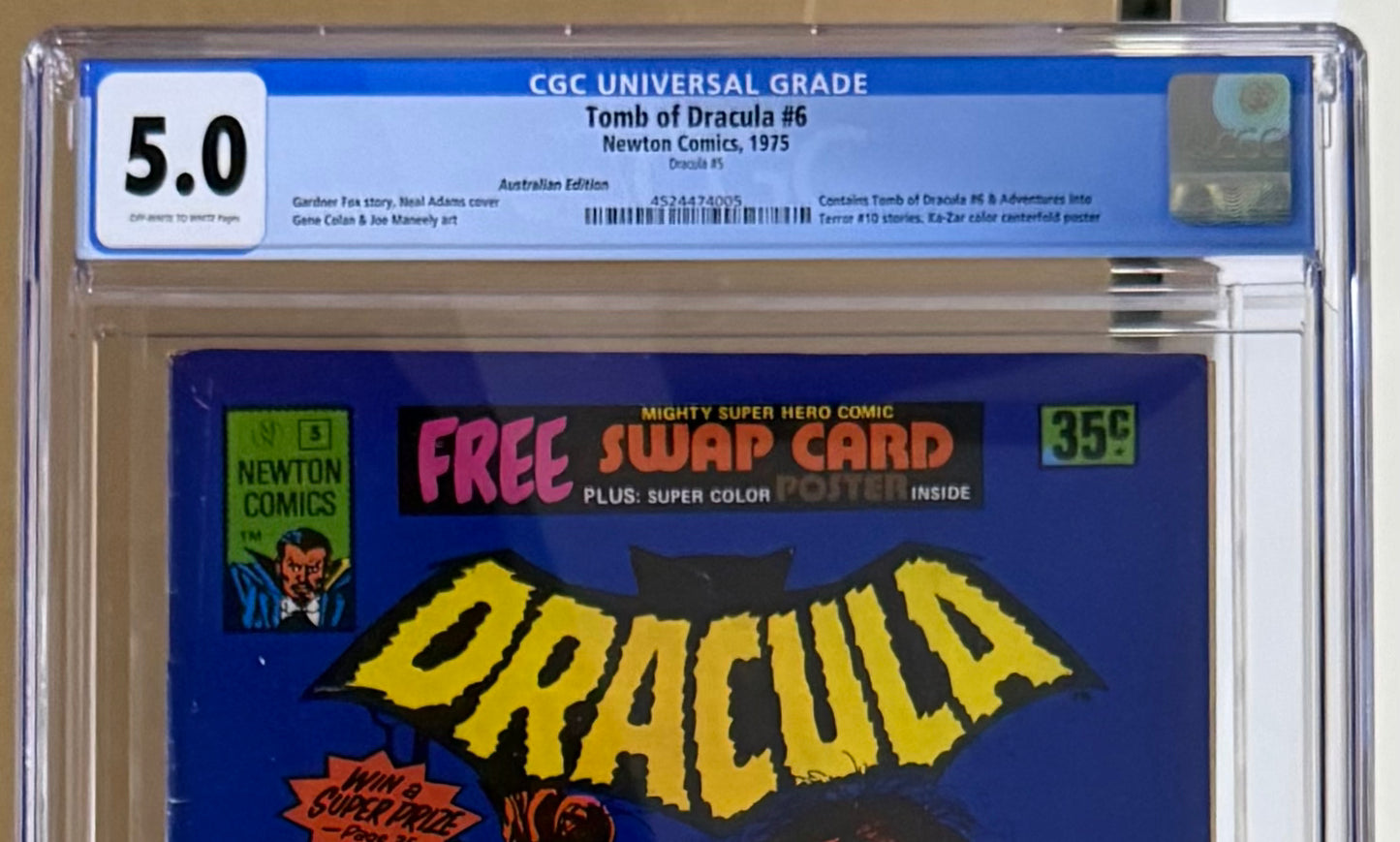 DRACULA #5 (#6) + POSTER + SWAP CARD CGC 5.0 [NEWTON COMICS] AUSTRALIAN 1975