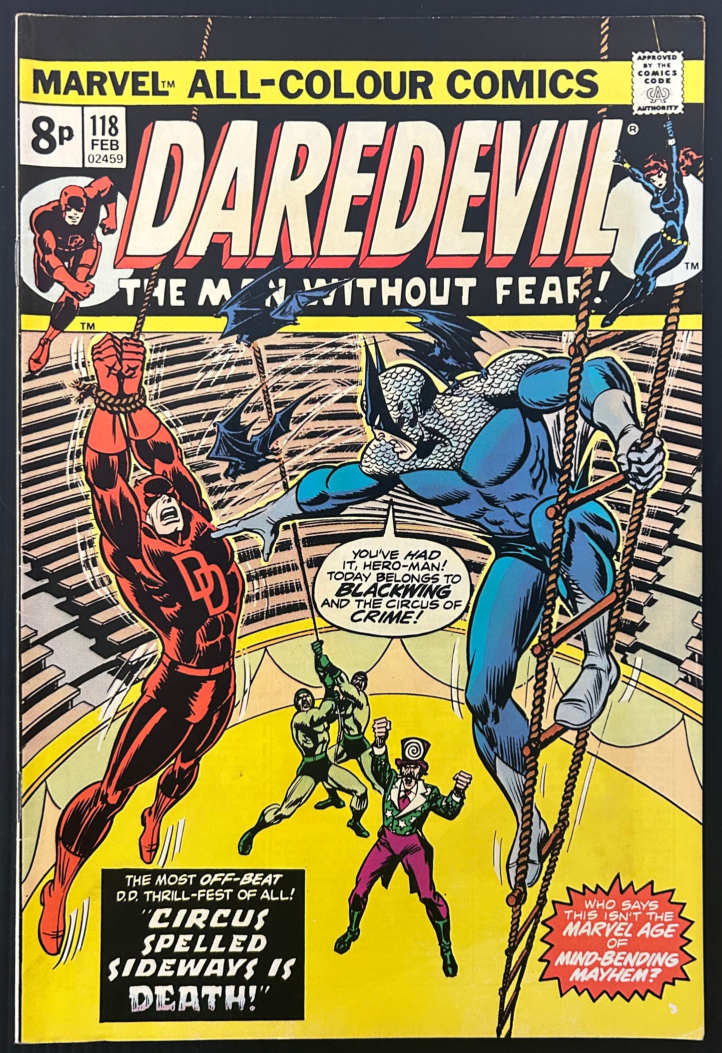 🔑 DAREDEVIL #118 [MARVEL COMICS] DIRECT *CIRCUS OF CRIME VS DAREDEVIL* 1975 VF-