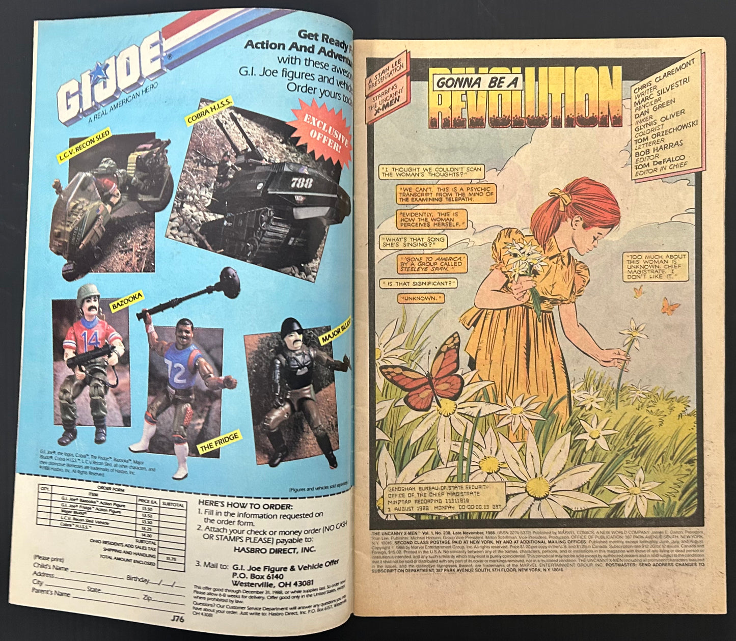 UNCANNY X-MEN #238 [MARVEL COMICS] DIRECT 1988 VG/FN