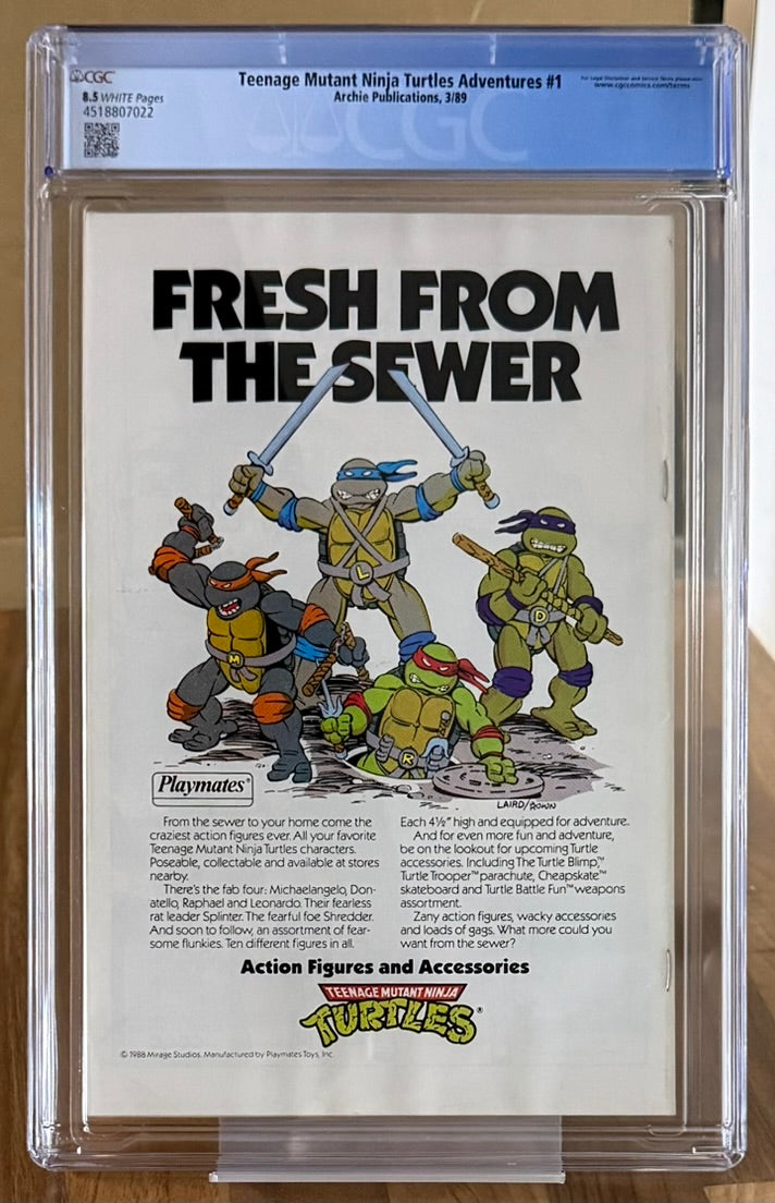 🔑 TEENAGE MUTANT NINJA TURTLES ADVENTURES #1 CGC 8.5 [ARCHIE COMICS] 1989