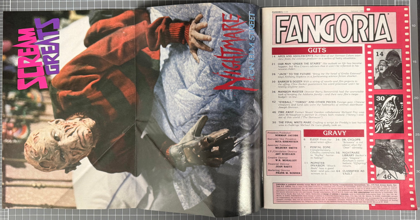 FANGORIA VOL. 1 #109 + POSTER [STARLOG / O'QUINN] HORROR MAGAZINE 1992