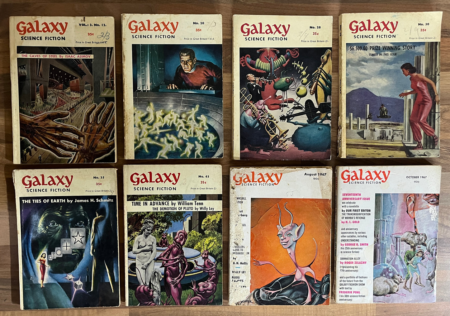 8 x Galaxy Science Fiction Magazines 1954-1967 Vintage British/US Eds Asimov