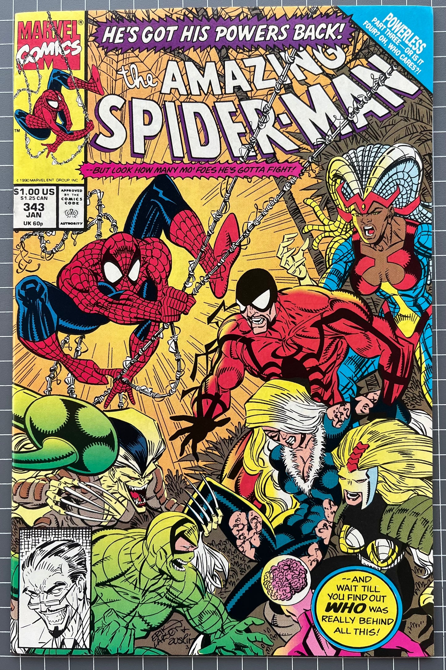 🔑  AMAZING SPIDER-MAN #343 [MARVEL COMICS] *1ST CAMEO APP. CARDIAC* 1991 VF+