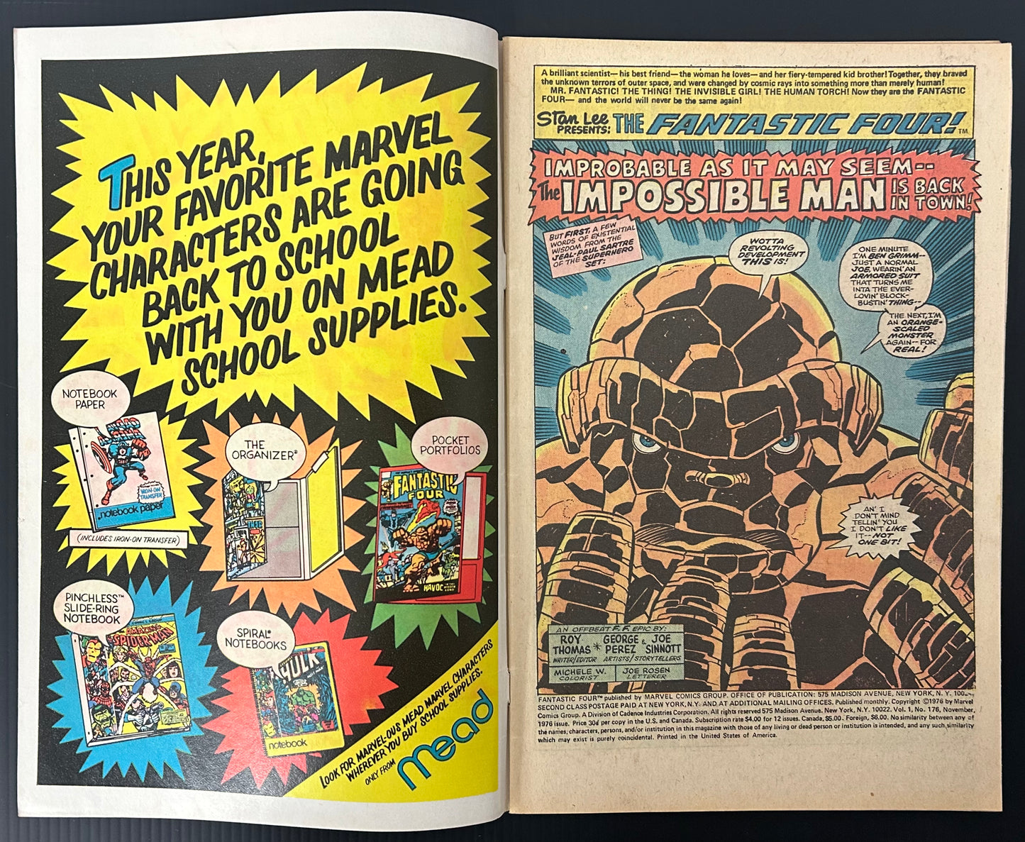 🔑 FANTASTIC FOUR #176 [MARVEL COMICS] *CAMEO APPR JACK KIRBY & STAN LEE* 1976 FN