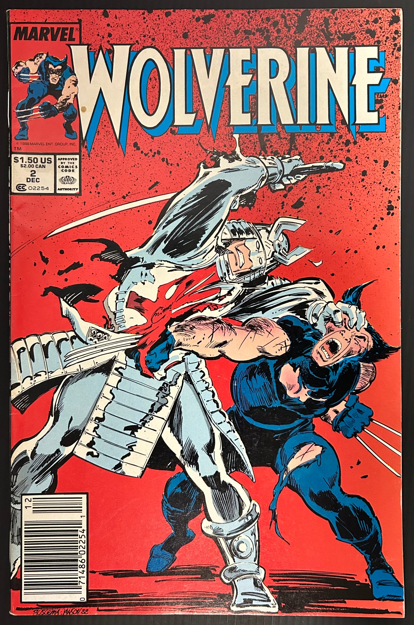 🔑 WOLVERINE #2 [MARVEL COMICS] DIRECT COMIC 1988 VF