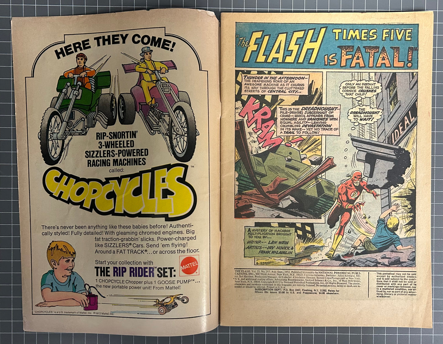 🔑 THE FLASH #217 [DC COMICS] *GREEN LANTERN/GREEN ARROW TEAM-UP* 1972 VG/FN-