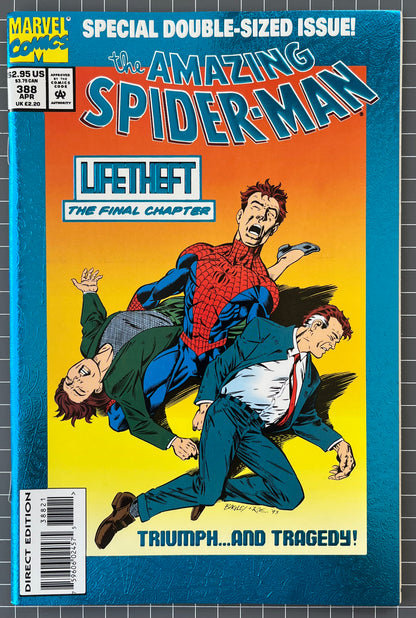 🔑 AMAZING SPIDER-MAN #388 [MARVEL COMICS] DIRECT *LIFETHEFT PART* 1994 NM
