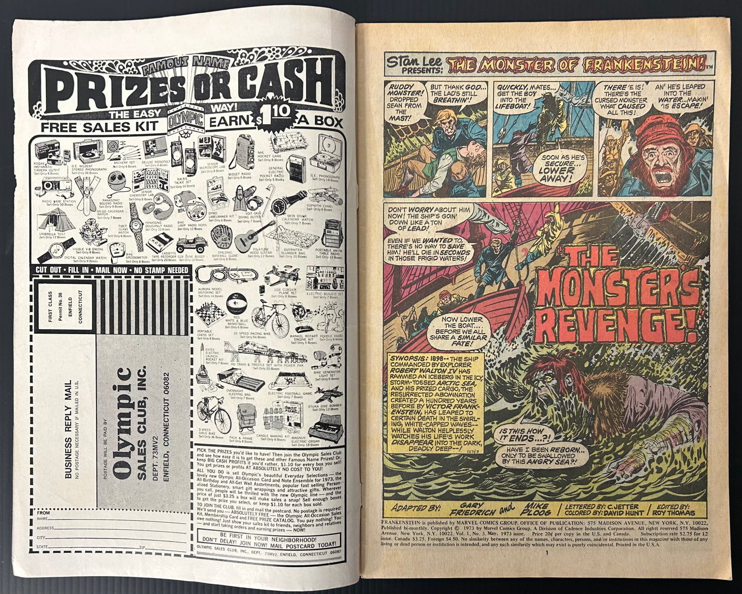 FRANKENSTEIN #3 [MARVEL COMICS] DIRECT 1973 VG