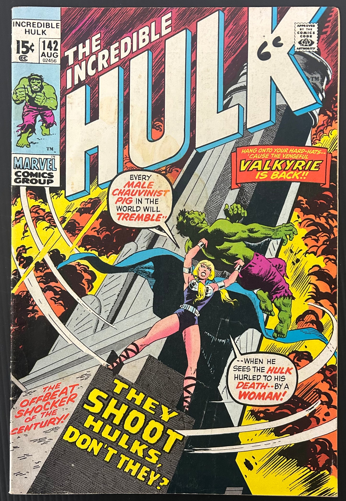 🔑 THE INCREDIBLE HULK #142 [MARVEL COMICS] DIRECT *1ST APP. VALKYRIE* 1971 VG+