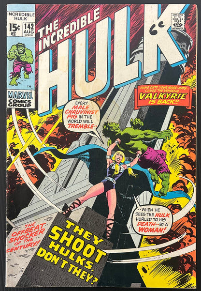 🔑 THE INCREDIBLE HULK #142 [MARVEL COMICS] DIRECT *1ST APP. VALKYRIE* 1971 VG+