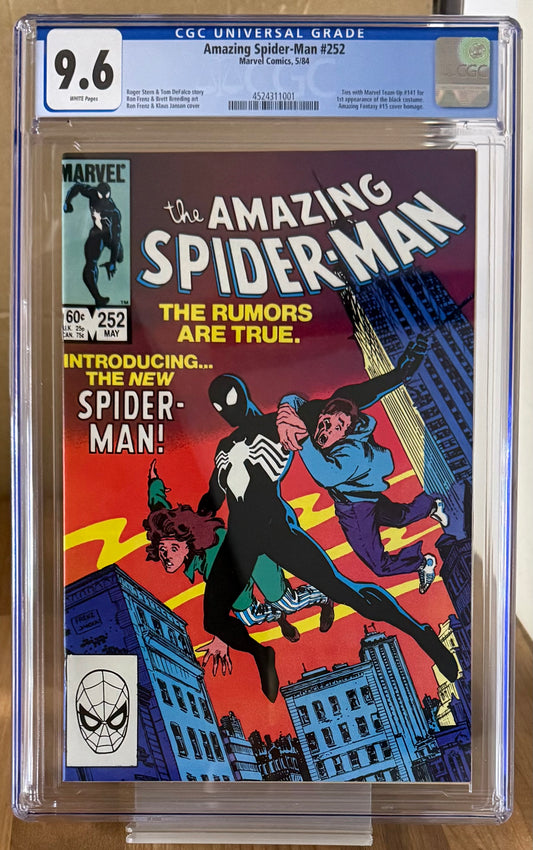 🔑 AMAZING SPIDER-MAN #252 CGC 9.6 [MARVEL COMICS] DIRECT *1ST BLACK COSTUME* 1984