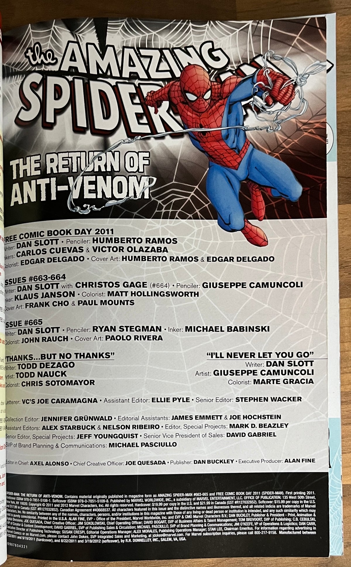 The Amazing Spider-Man: The Return of Anti-Venom - Slott,  1st print, 2011