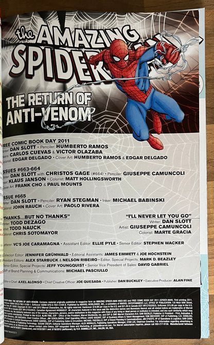 The Amazing Spider-Man: The Return of Anti-Venom - Slott,  1st print, 2011