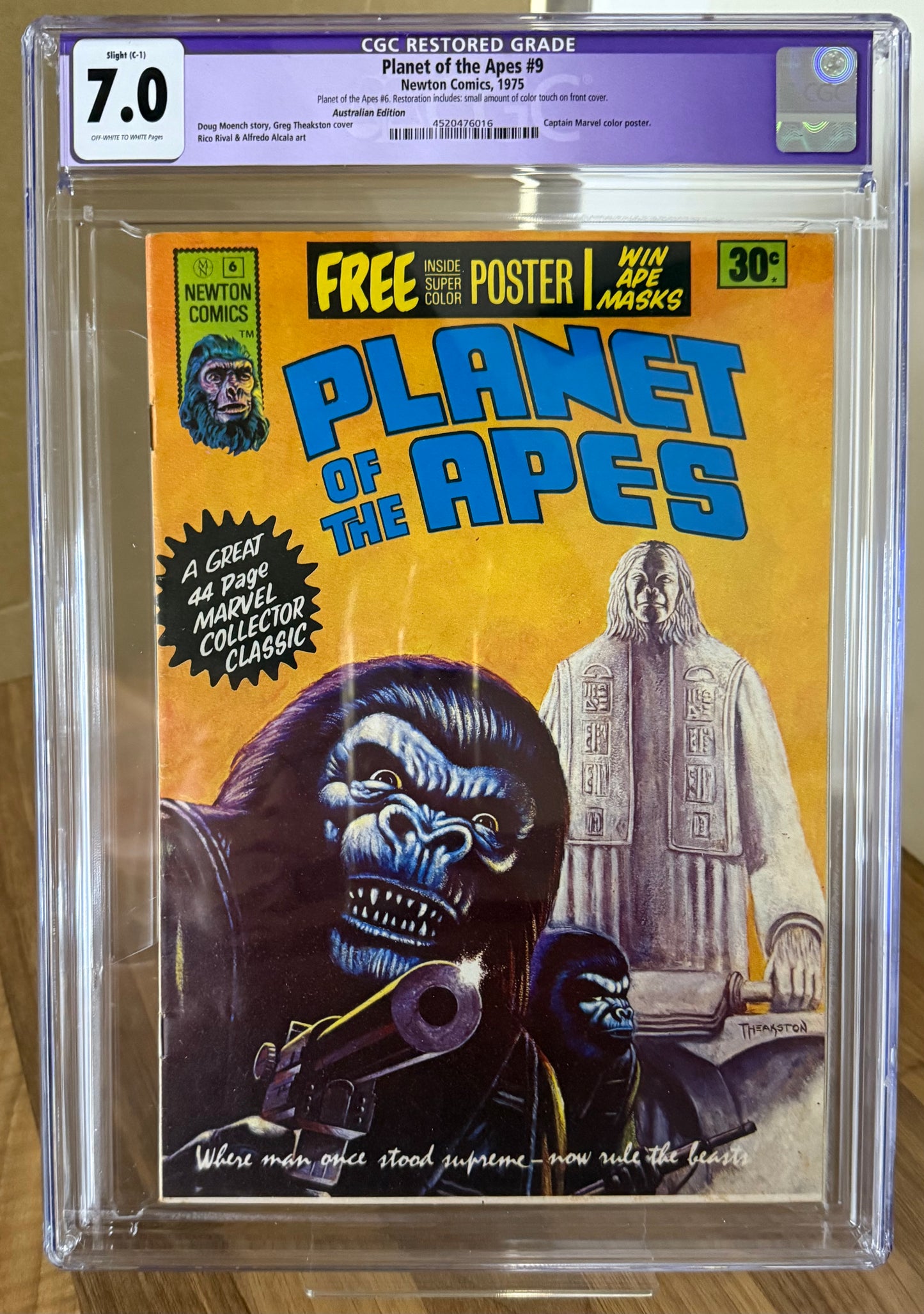 🔑 PLANET OF THE APES #6 (#9) CGC 7.0 + POSTER [NEWTON COMICS] AUSTRALIAN MARVEL 1975