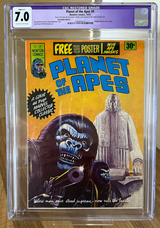 🔑 PLANET OF THE APES #6 (#9) CGC 7.0 + POSTER [NEWTON COMICS] AUSTRALIAN MARVEL 1975