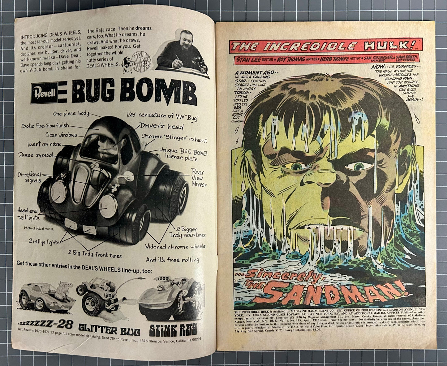 THE INCREDIBLE HULK #138 [MARVEL COMICS] DIRECT 1971