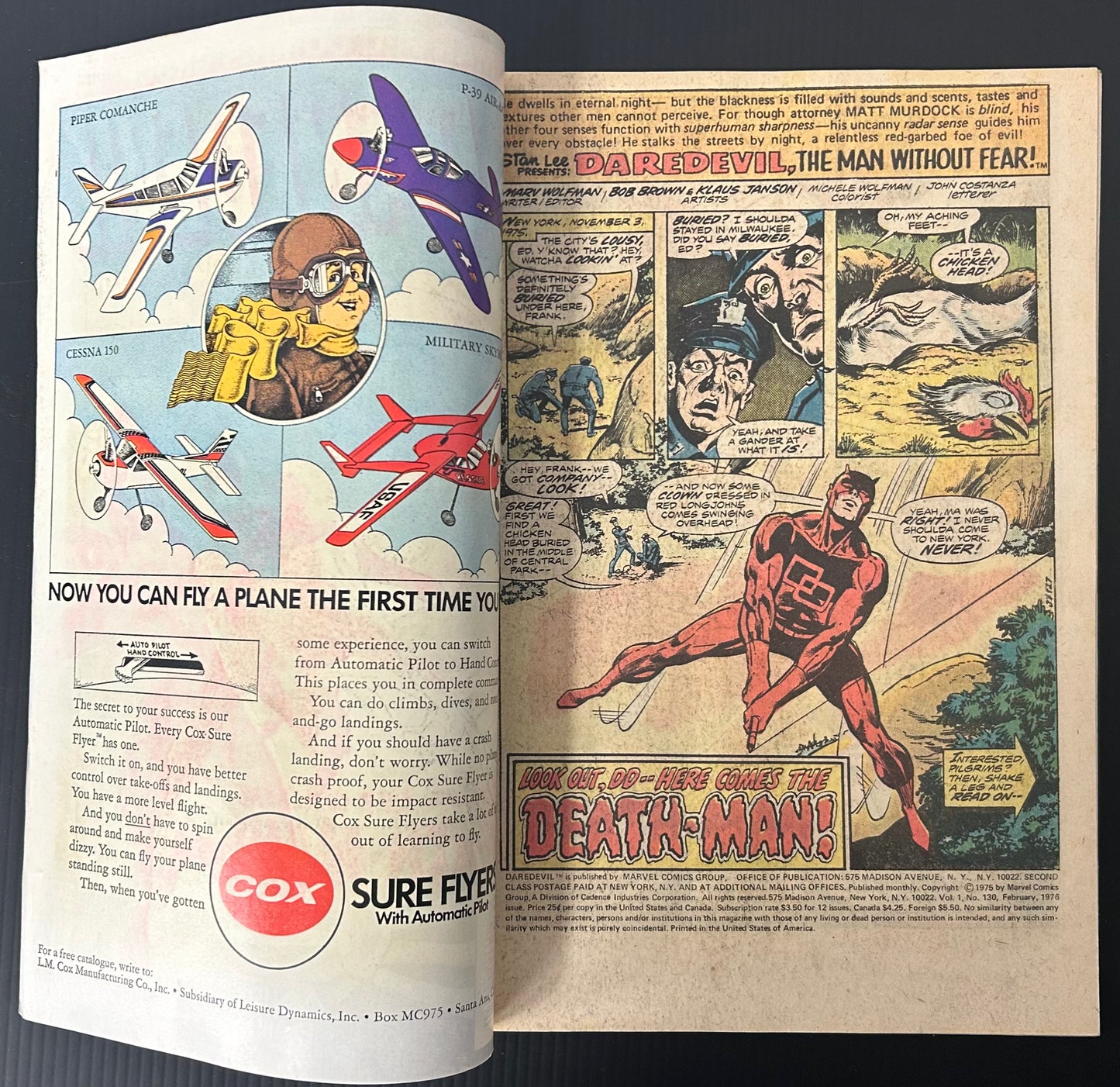 DAREDEVIL #130 [MARVEL COMICS] DIRECT 1976 FN/VF