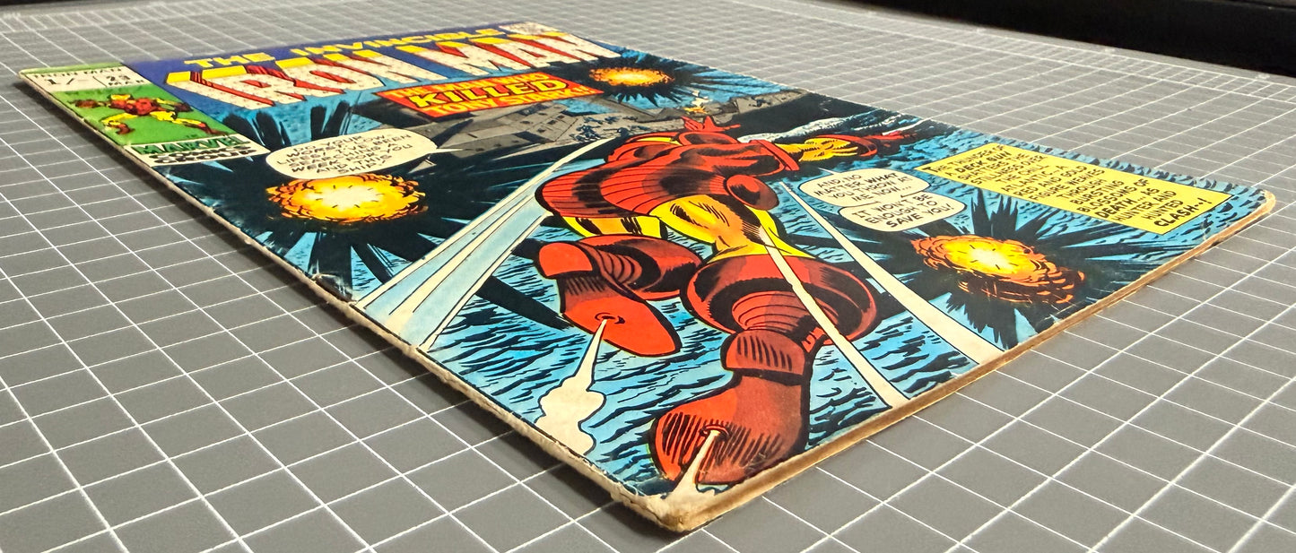 THE INVINCIBLE IRON MAN #23 [MARVEL COMICS] UK PRICE VARIANT 1970 GD/VG