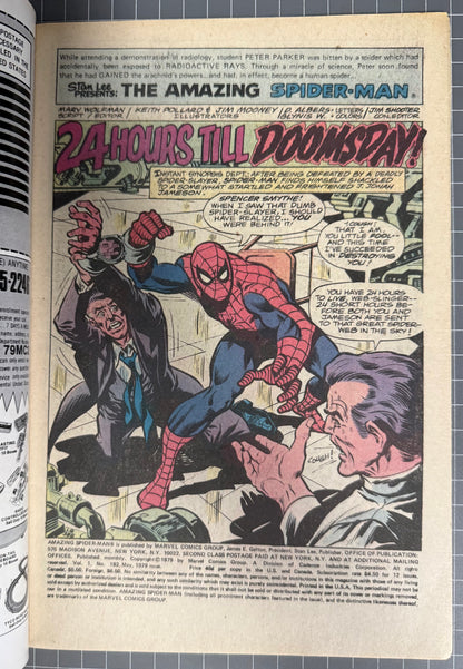 🔑 THE AMAZING SPIDER-MAN #192 [MARVEL COMICS] *SPENCER SMYTHE DEATH* 1979 VF