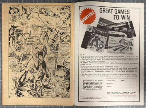 🔑 CONAN THE BARBARIAN #9 + POSTER [NEWTON COMICS] AUSTRALIAN MARVEL 1975
