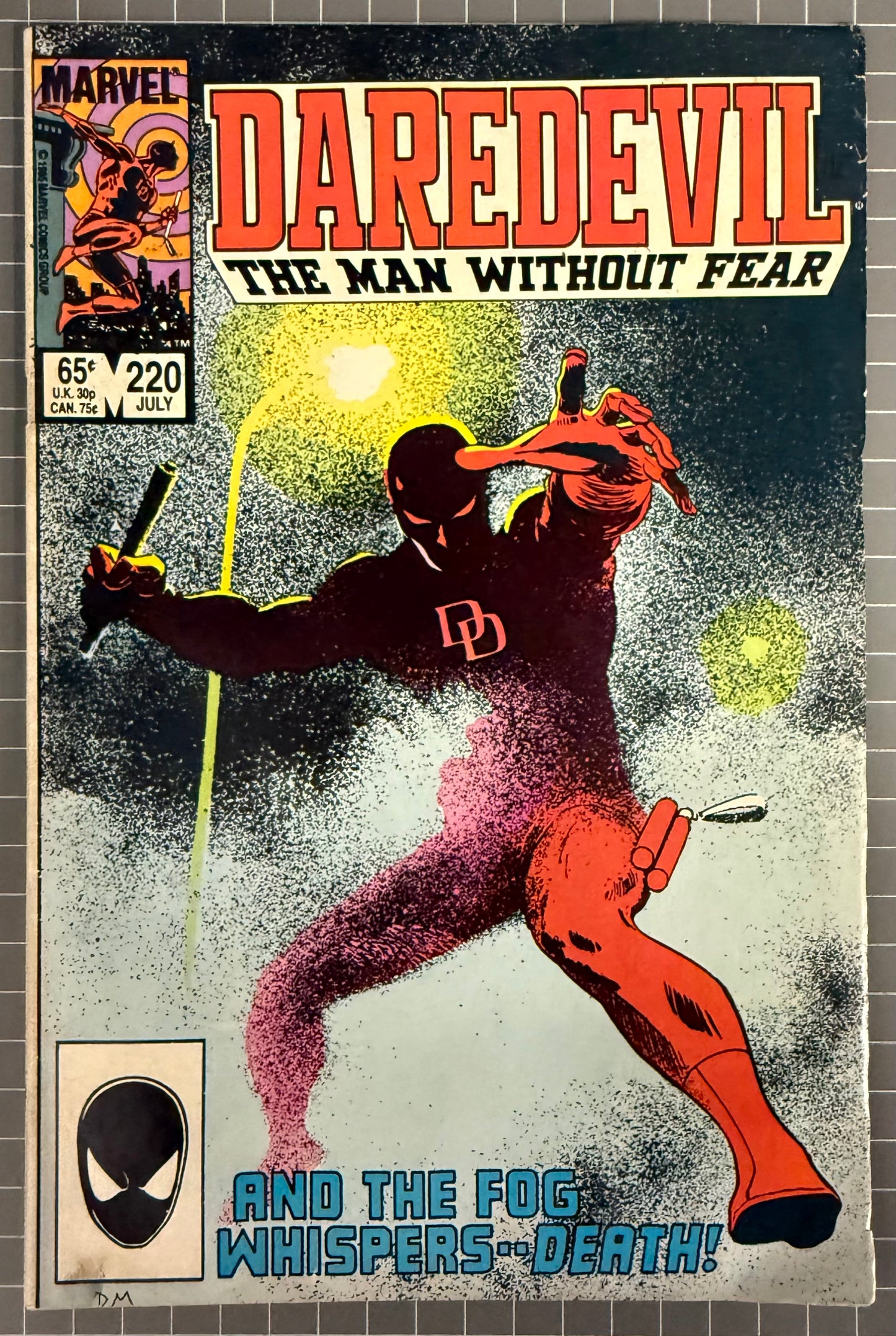 🔑 DAREDEVIL #220 [MARVEL COMICS] DIRECT *HEATHER GLEN'S DEATH* 1985 VG/FN