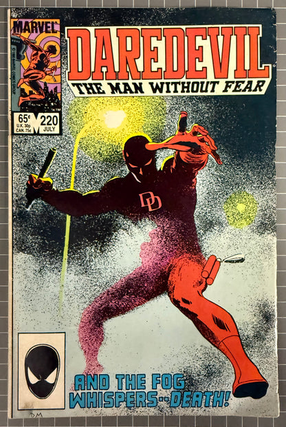 🔑 DAREDEVIL #220 [MARVEL COMICS] DIRECT *HEATHER GLEN'S DEATH* 1985 VG/FN