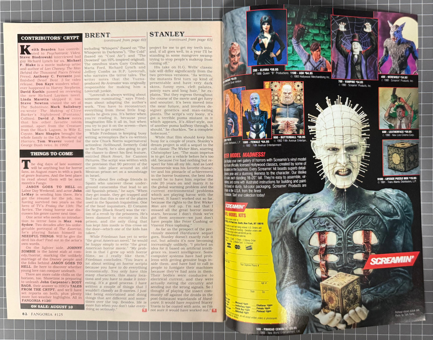 FANGORIA VOL. 1 #125 [STARLOG / O'QUINN] HORROR MAGAZINE 1993