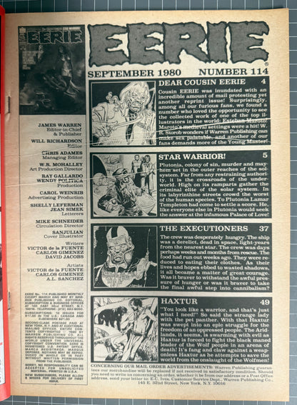EERIE #114 [WARREN] HORROR COMIC MAGAZINE 1980 FN