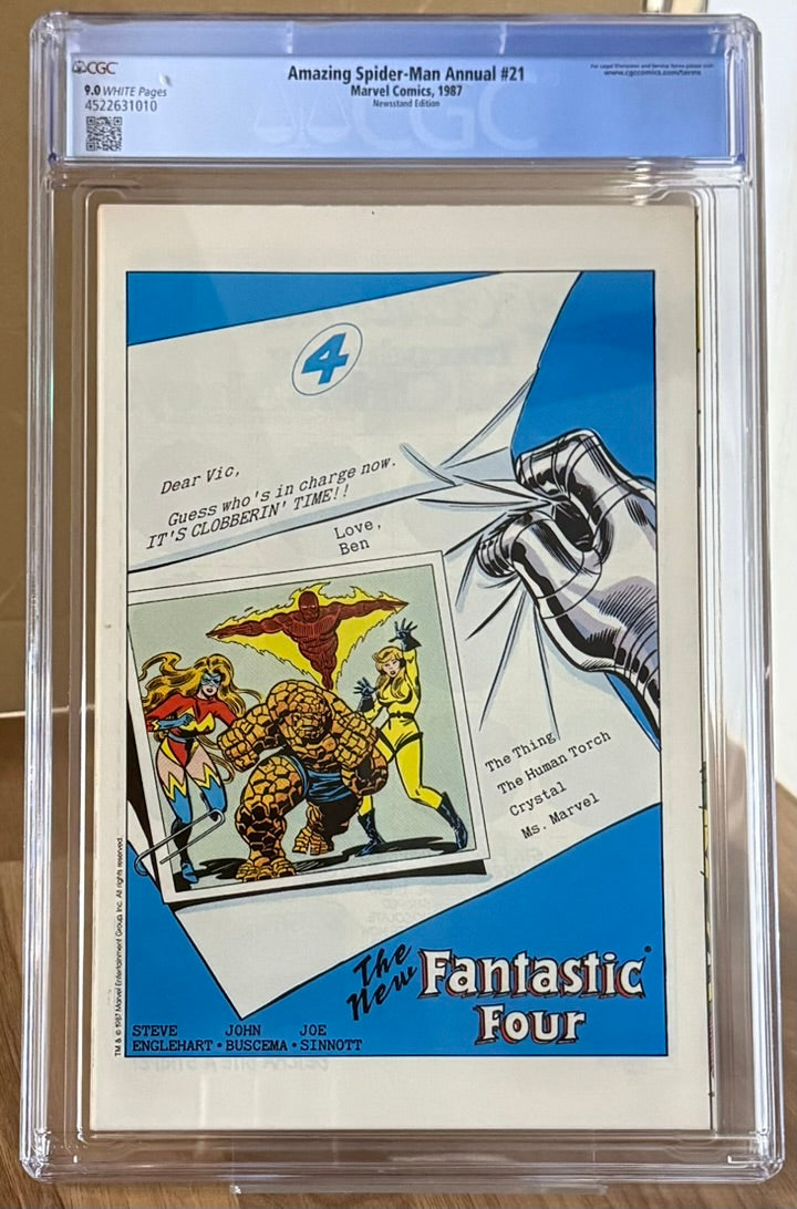 🔑 AMAZING SPIDER-MAN ANNUAL #21 CGC 9.0 [MARVEL] NEWSSTAND WEDDING COMIC 1987