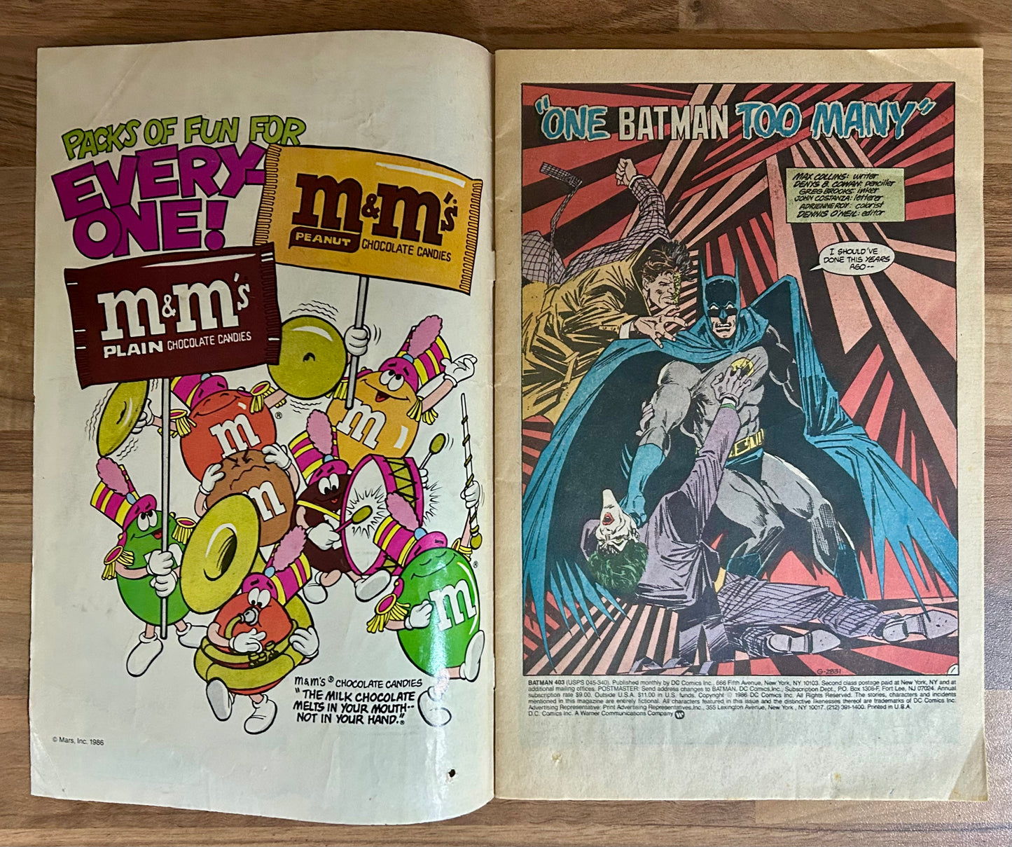 BATMAN #403 [DC COMICS] DIRECT 1987 VG