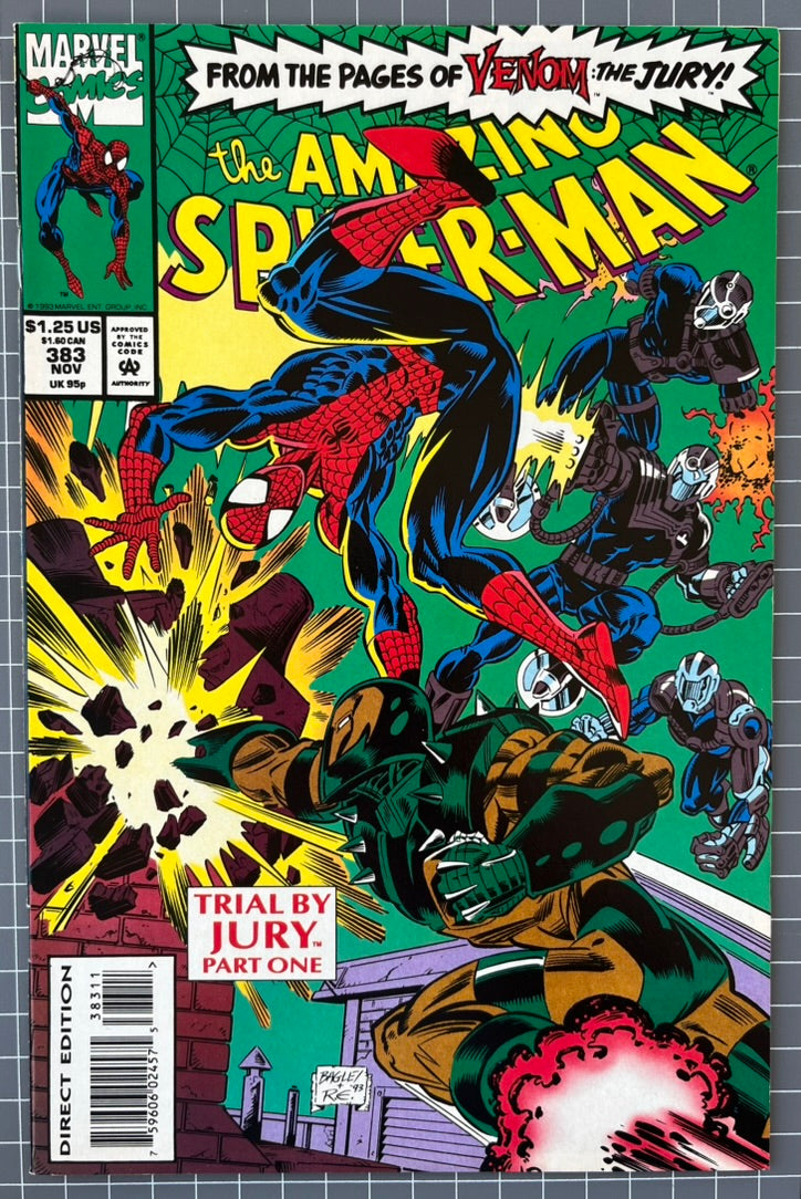 AMAZING SPIDER-MAN #383 [MARVEL COMICS] DIRECT *TRIAL BY JURY PART 1* 1993 NM