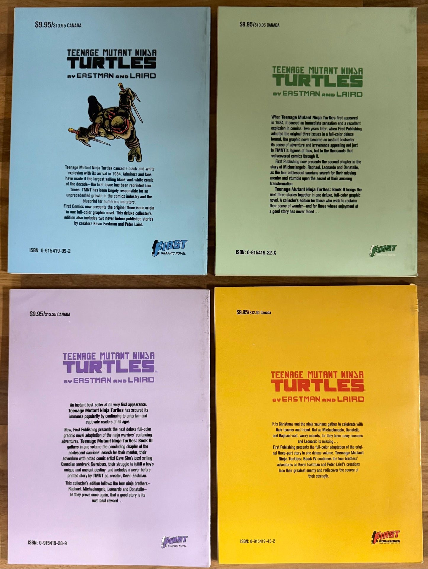 TEENAGE MUTANT NINJA TURTLES #1, 2, 3, 4 SET FIRST GRAPHIC NOVEL EASTMAN LAIRD 1988/89