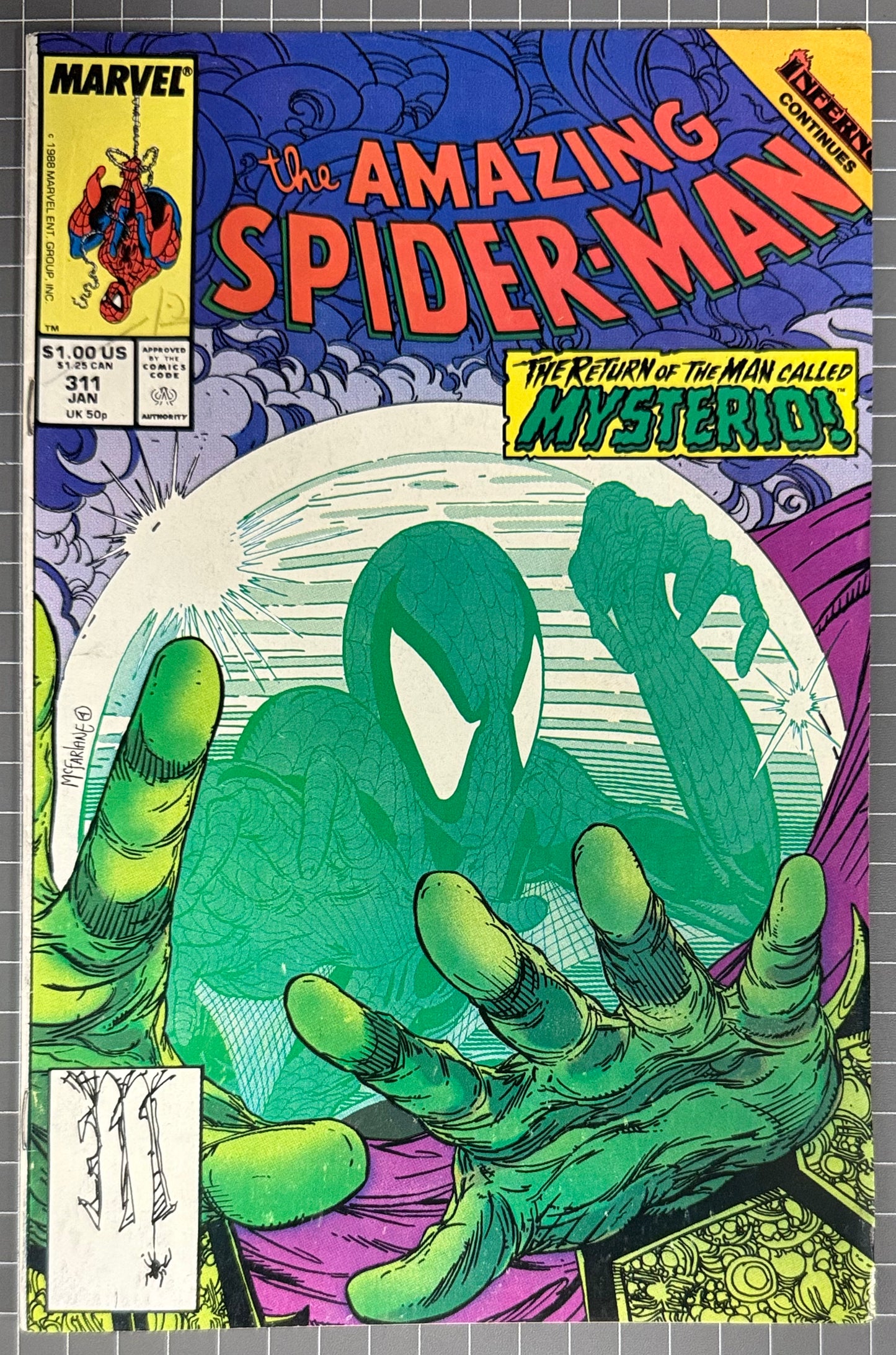 🔑 AMAZING SPIDER-MAN #311 [MARVEL COMICS] *TODD MCFARLANE MYSTERIO* 1989 FN+