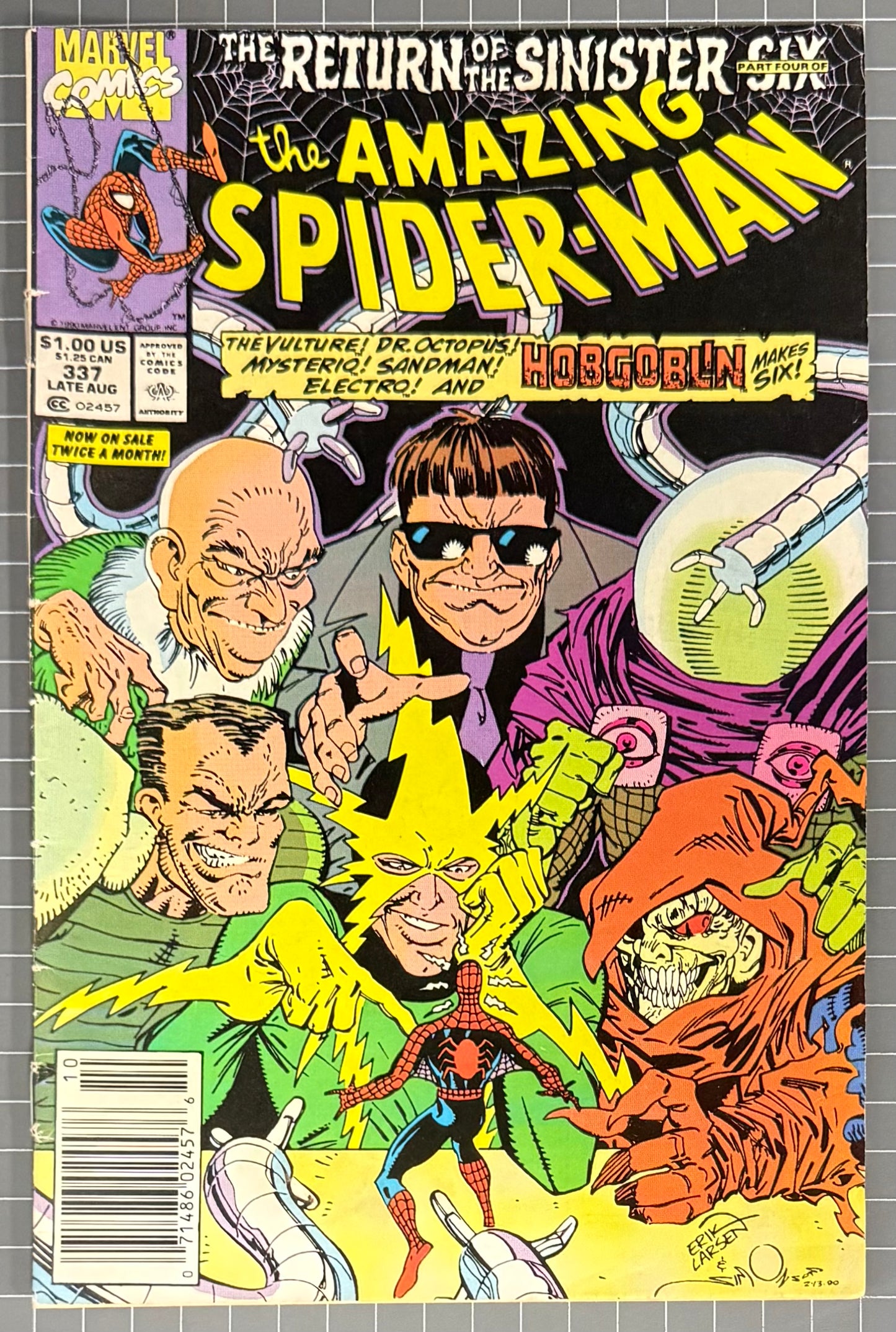 🔑 AMAZING SPIDER-MAN #337 [MARVEL COMICS] *1ST FULL APP. SINISTER SIX* 1990 FN-