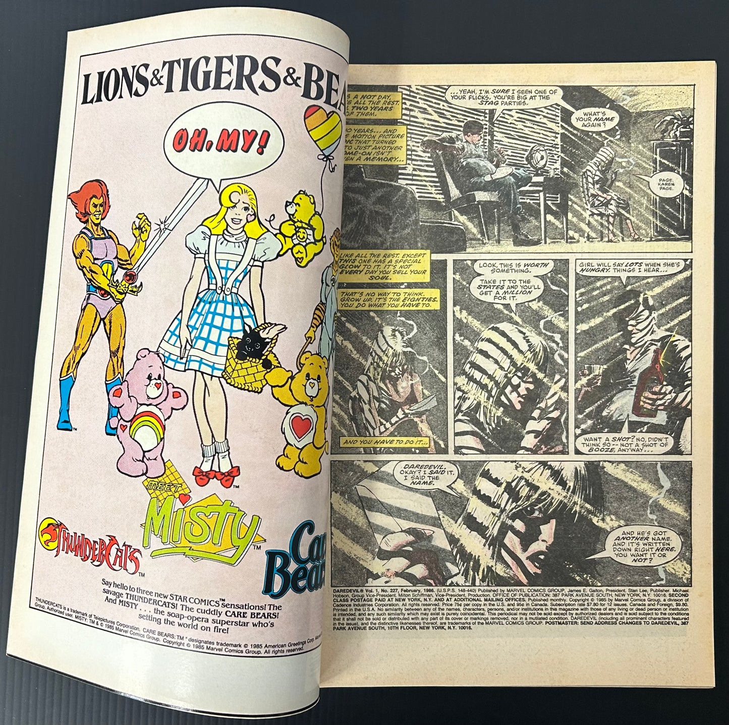 🔑 DAREDEVIL #227 [MARVEL COMICS] *KINGPIN REVEALS DAREDEVIL IDENTITY* 1986 VF-