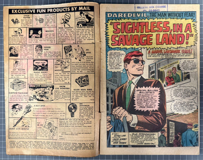 🔑 DAREVDEVIL #12 [MARVEL COMICS] DIRECT *DAREDEVIL MEETS KA-ZAR* 1966 GD