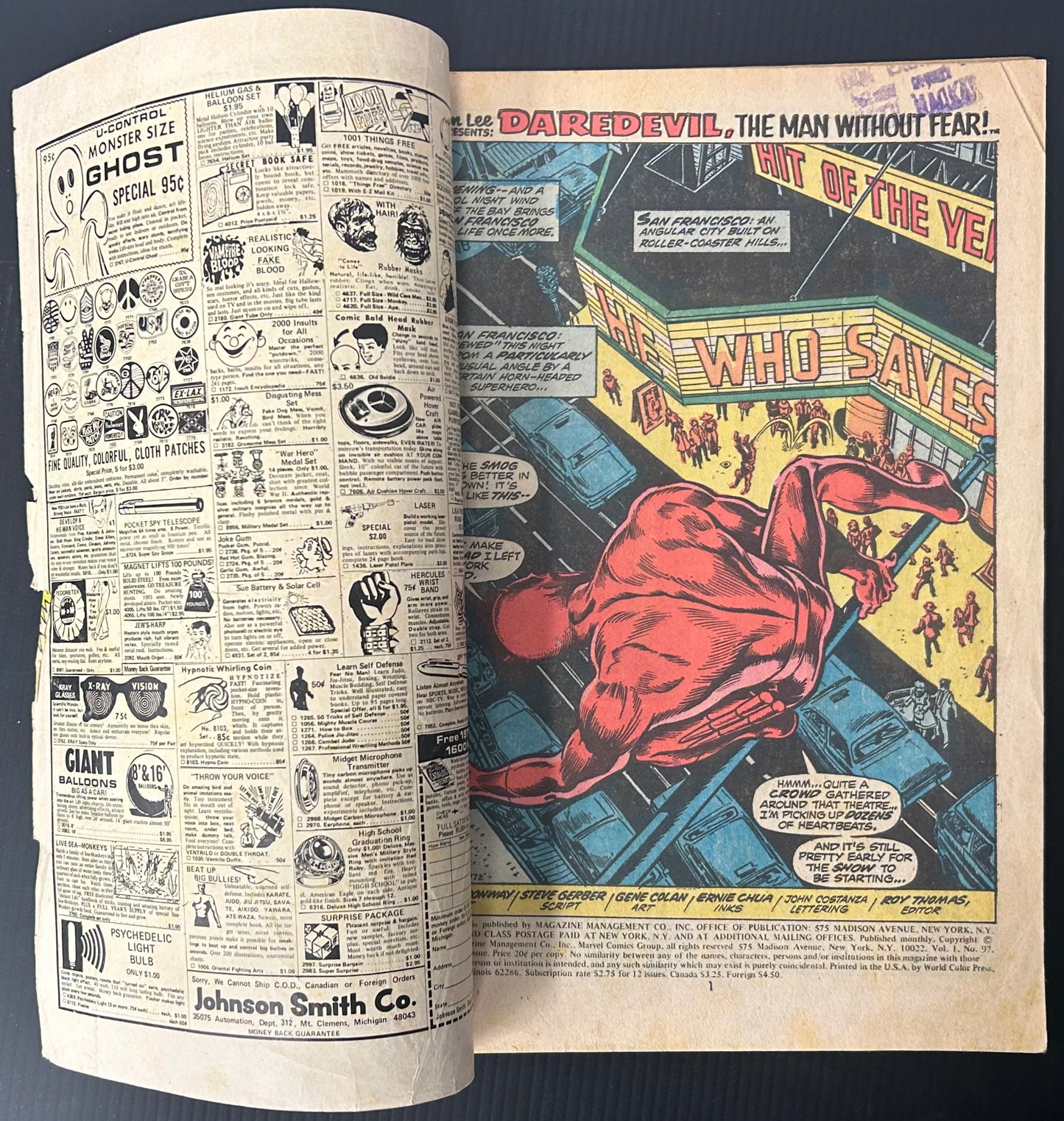 🔑 DAREDEVIL #97 [MARVEL COMICS] DIRECT *1ST APP. THE DARK MESSIAH* 1973 GD-