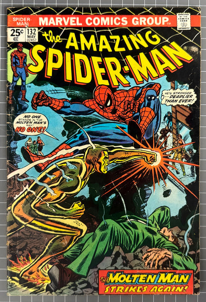 🔑 THE AMAZING SPIDER-MAN #132 [MARVEL COMICS] DIRECT 1974 GD+