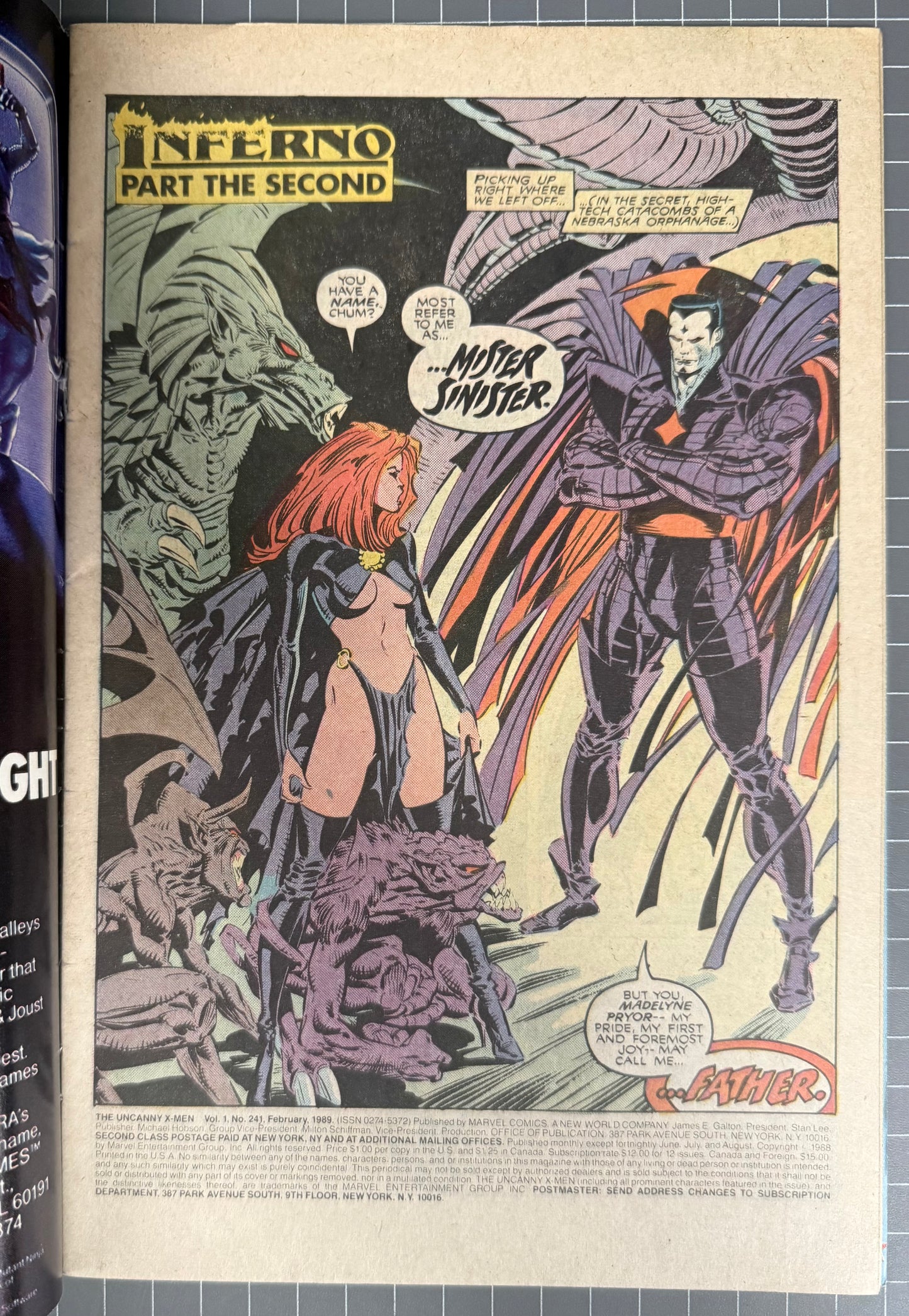 🔑 UNCANNY X-MEN #241 [MARVEL COMICS] NEWSSTAND *ORIGIN OF MADELYNE PRYOR* 1989 FN-
