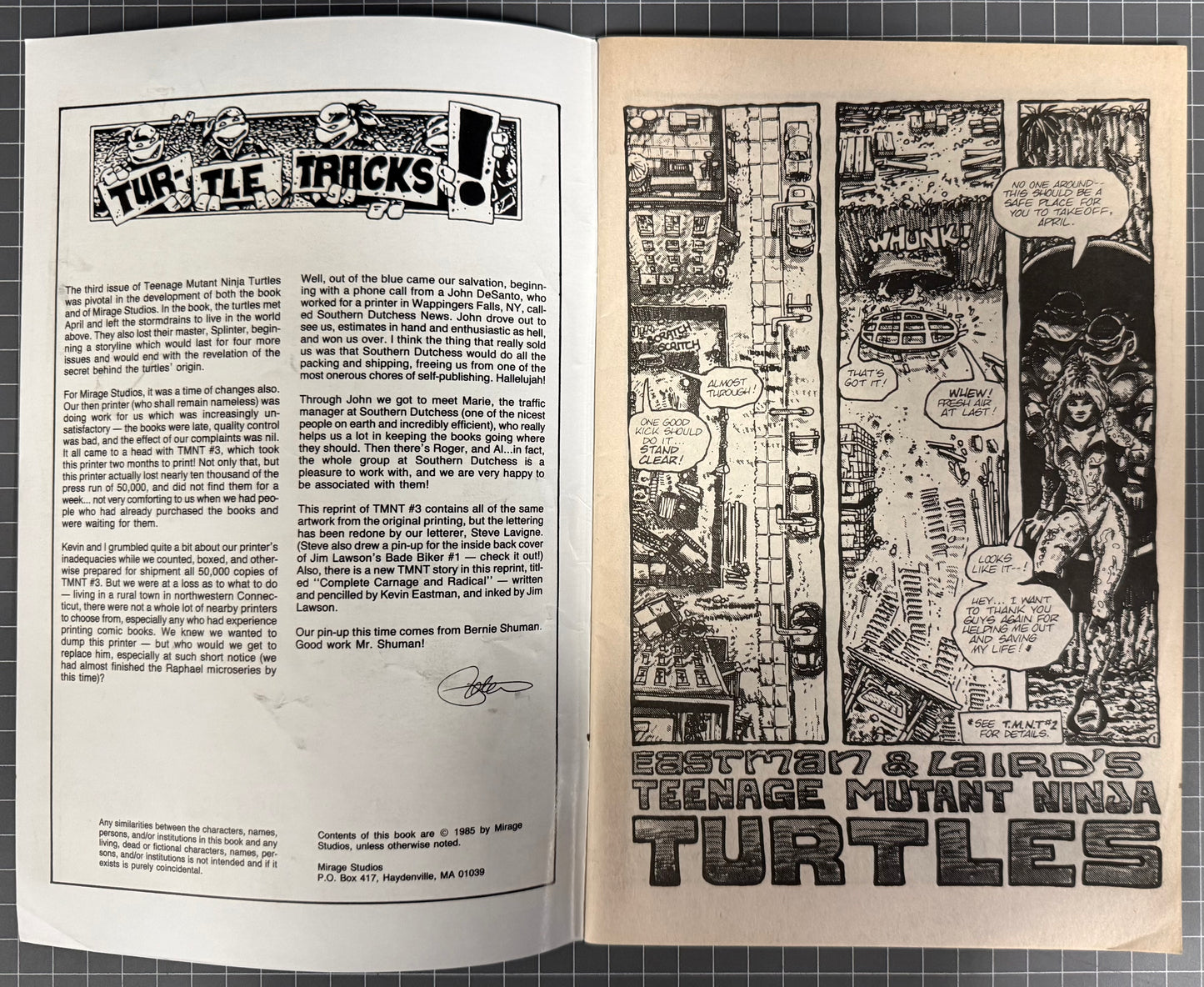 🔑 TEENAGE MUTANT NINJA TURTLES #3 (TMNT) [MIRAGE] 2ND PRINT COMIC 1988 VG/FN