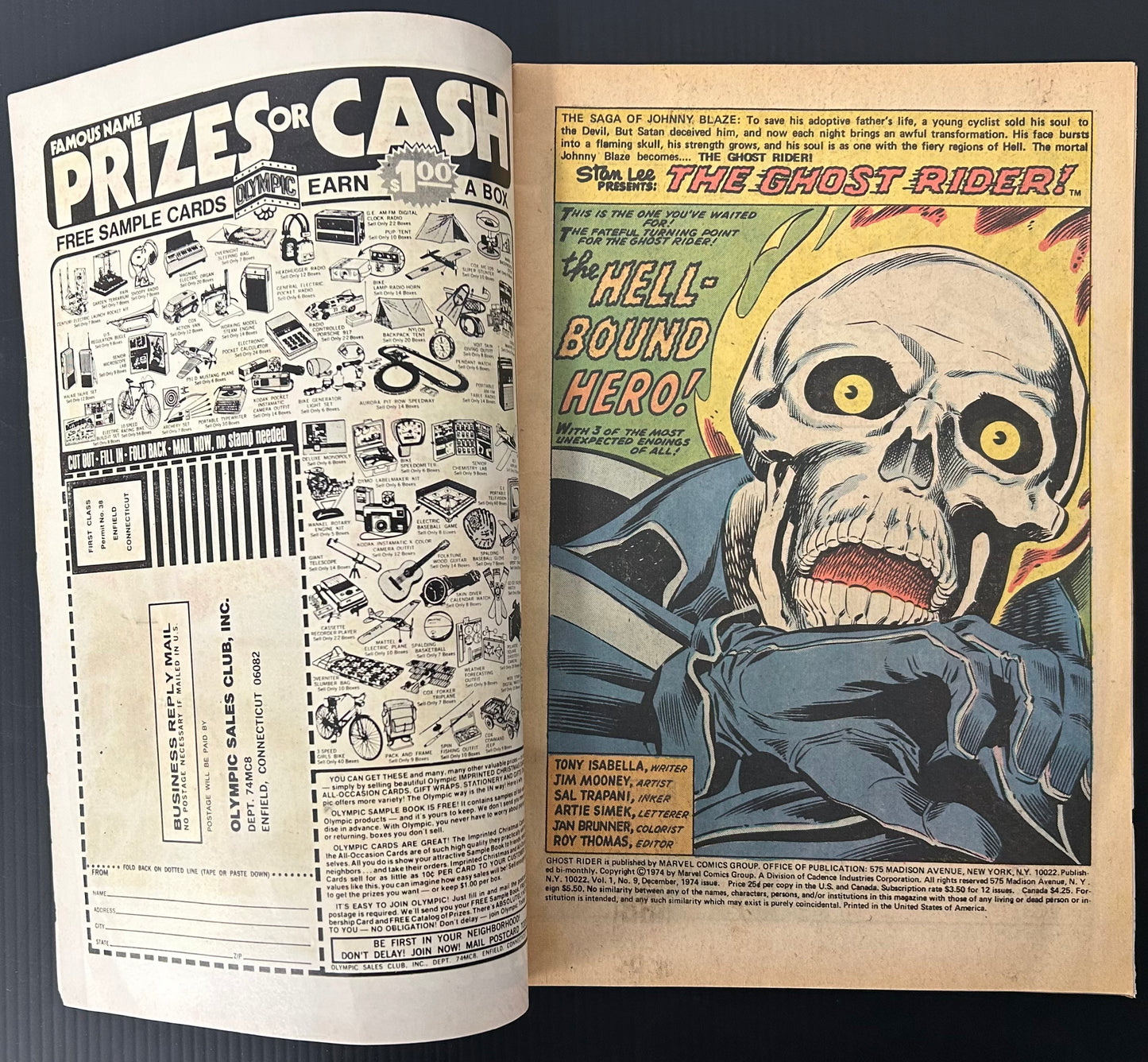 GHOST RIDER #9 [MARVEL COMICS] DIRECT 1974 FN
